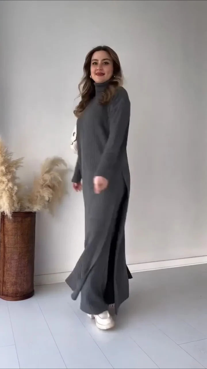 Winter ribb lining long maxi suit